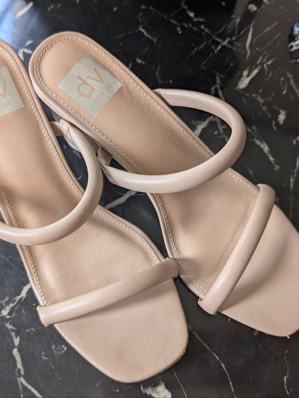 DV by Dolce Vita Nude Blush Double-Strap Slide Heels